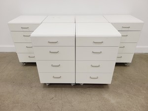 Image of Job lot of 6 x White 4 Drawer Cabinets Lab
