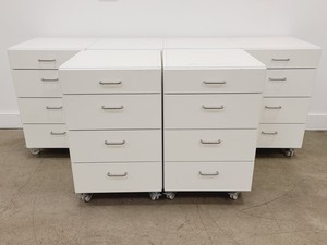Image of Job lot of 6 x White 4 Drawer Cabinets Lab