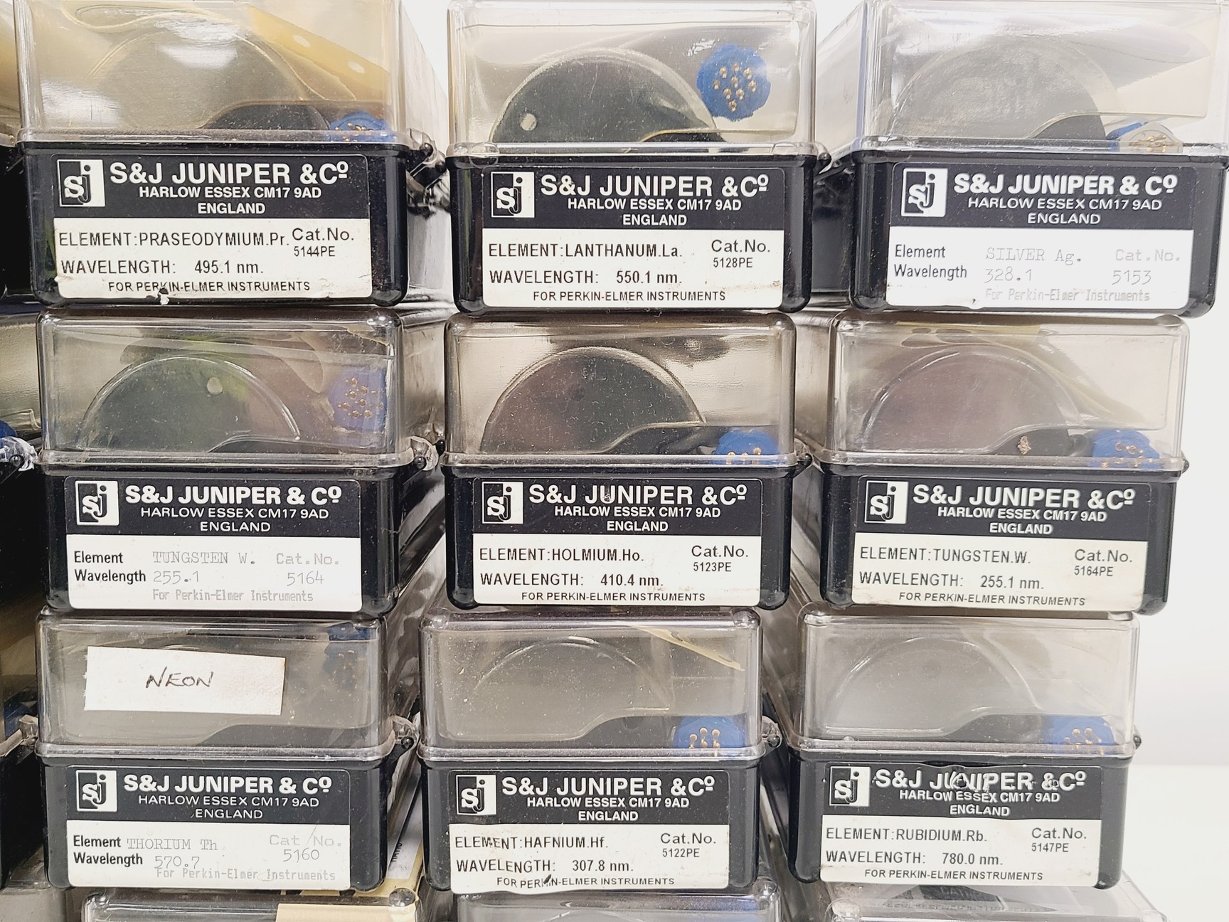 Image of Job Lot of 30 x S&J Juniper & Co Hollow Cathode Lamps - Various Elements