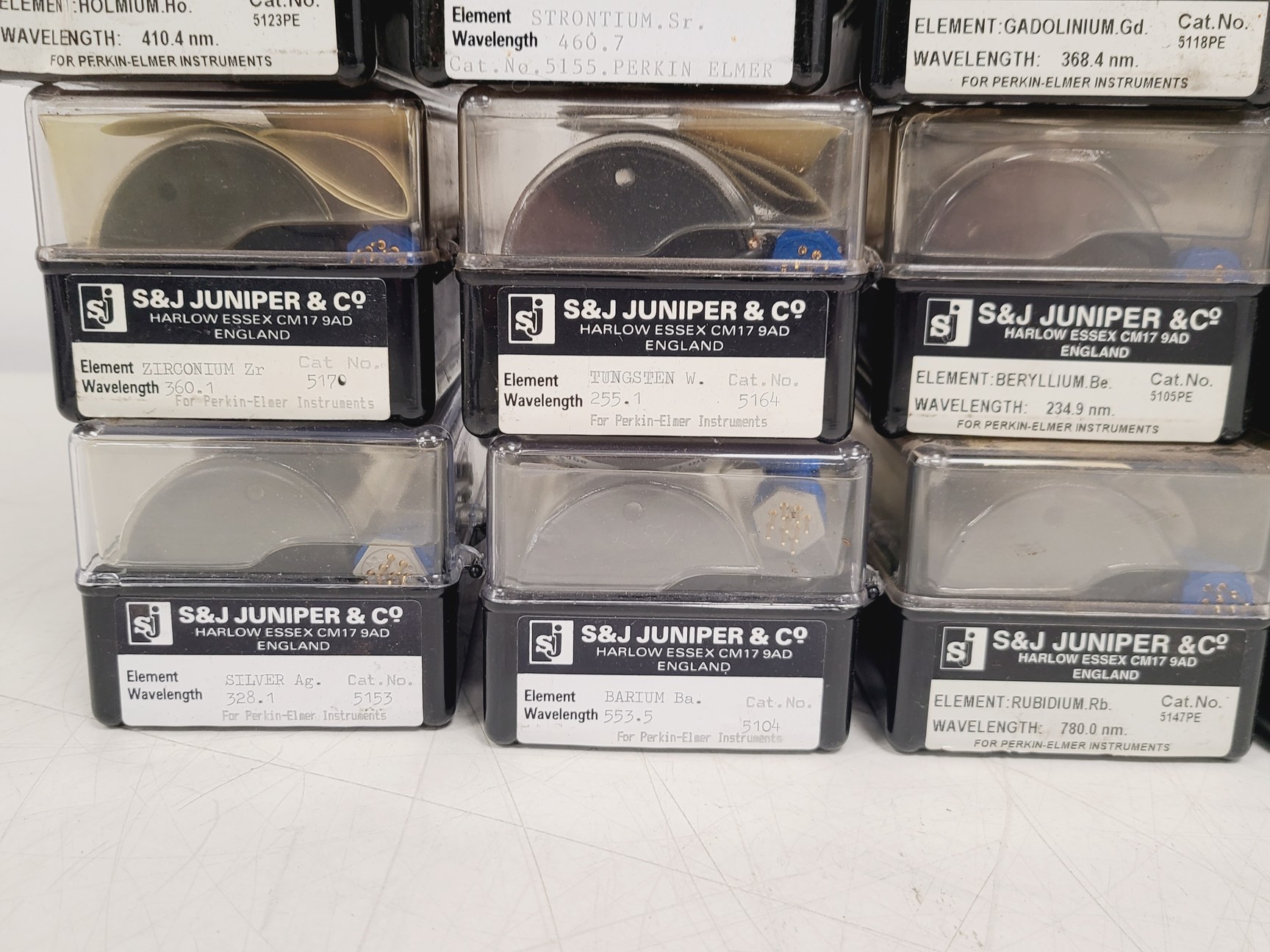 Image of Job Lot of 30 x S&J Juniper & Co Hollow Cathode Lamps - Various Elements