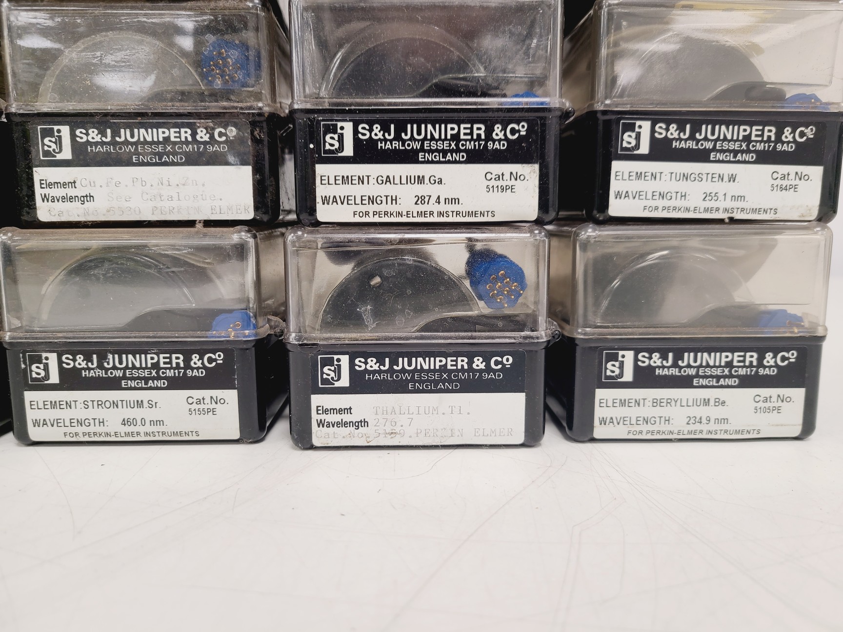 Image of Job Lot of 30 x S&J Juniper & Co Hollow Cathode Lamps - Various Elements