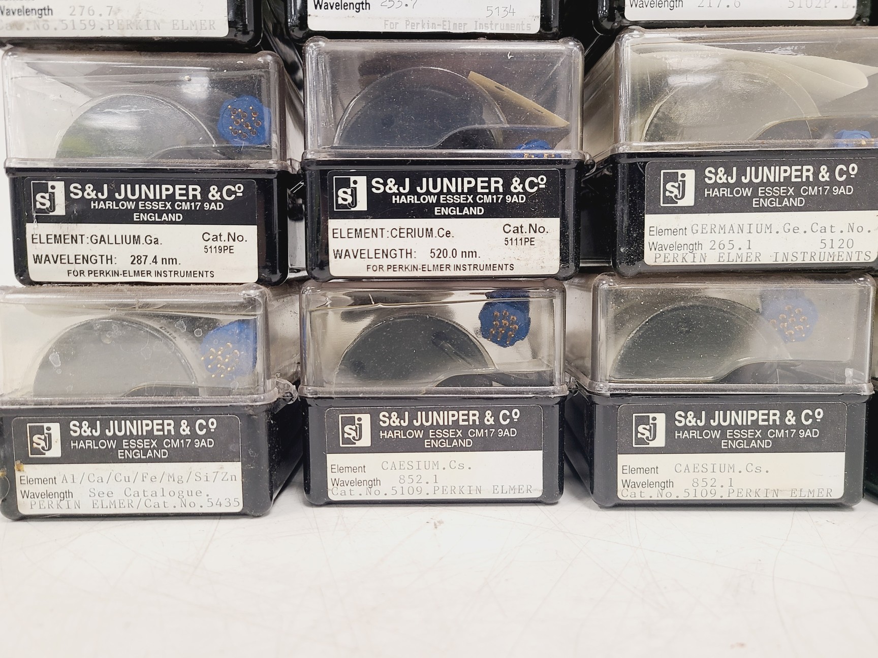 Image of Job Lot of 30 x S&J Juniper & Co Hollow Cathode Lamps - Various Elements