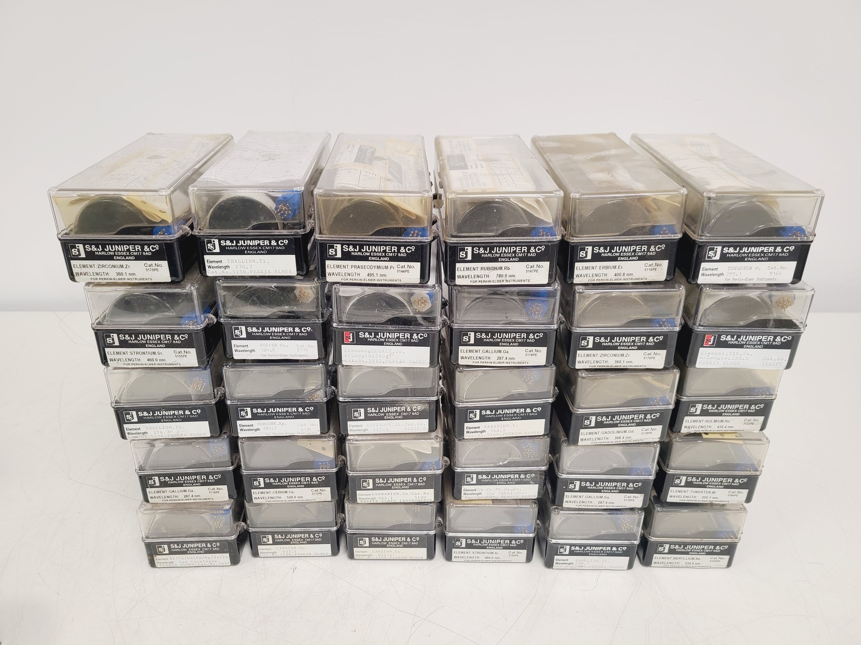 Image of Job Lot of 30 x S&J Juniper & Co Hollow Cathode Lamps - Various Elements