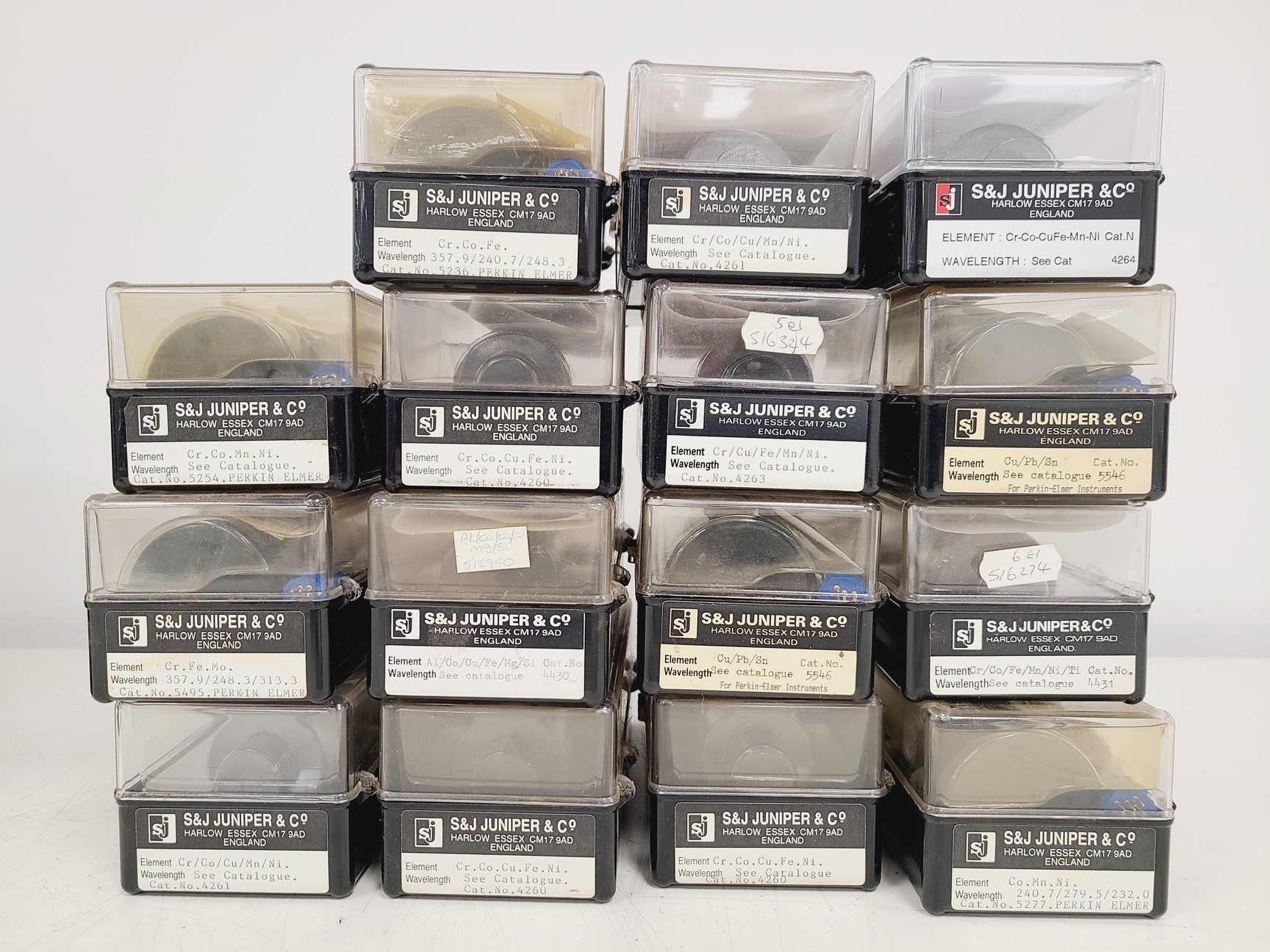 Image of Job Lot of 30 x S&J Juniper & Co Hollow Cathode Lamps - Various Elements