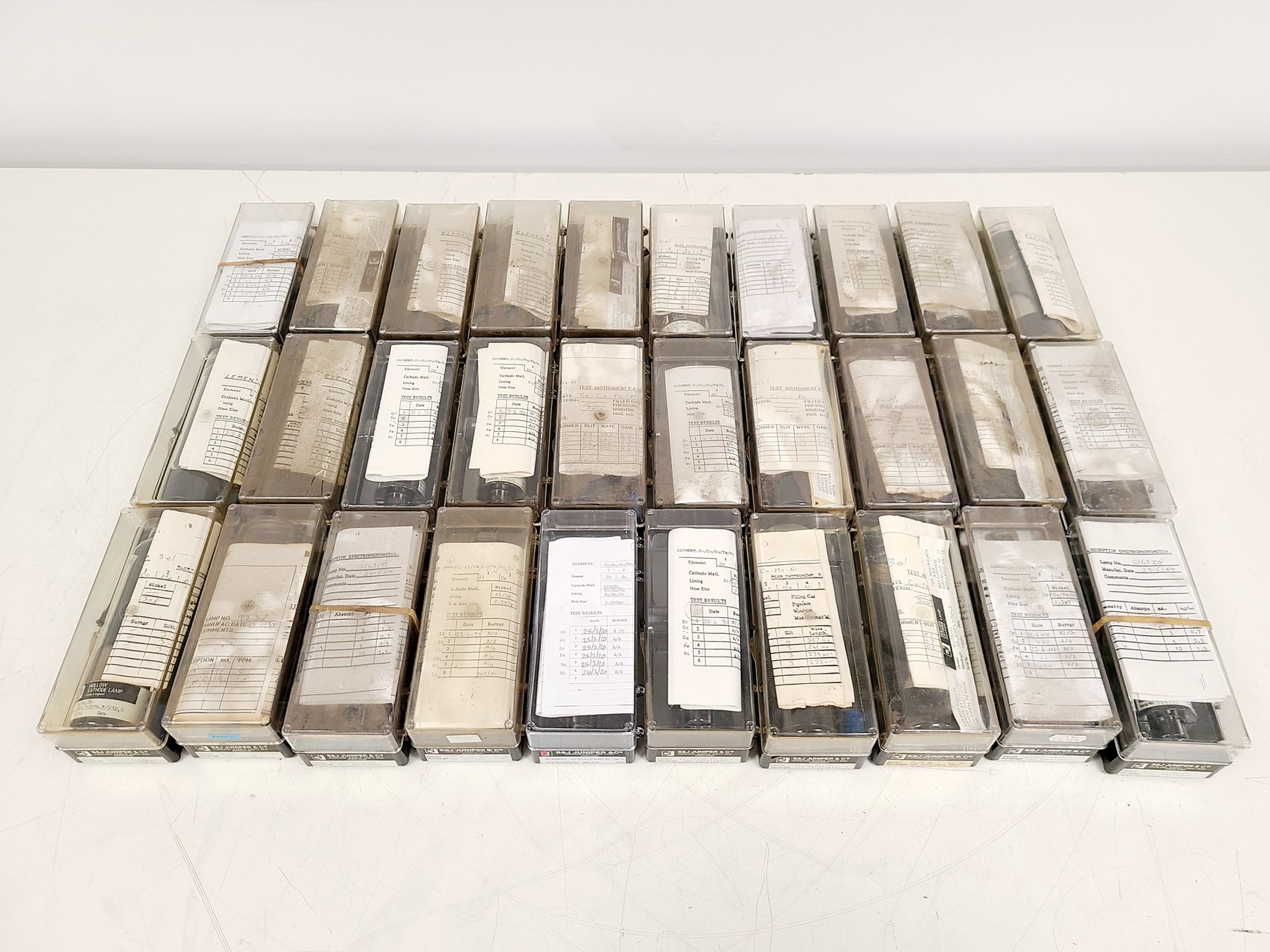 Image of Job Lot of 30 x S&J Juniper & Co Hollow Cathode Lamps - Various Elements
