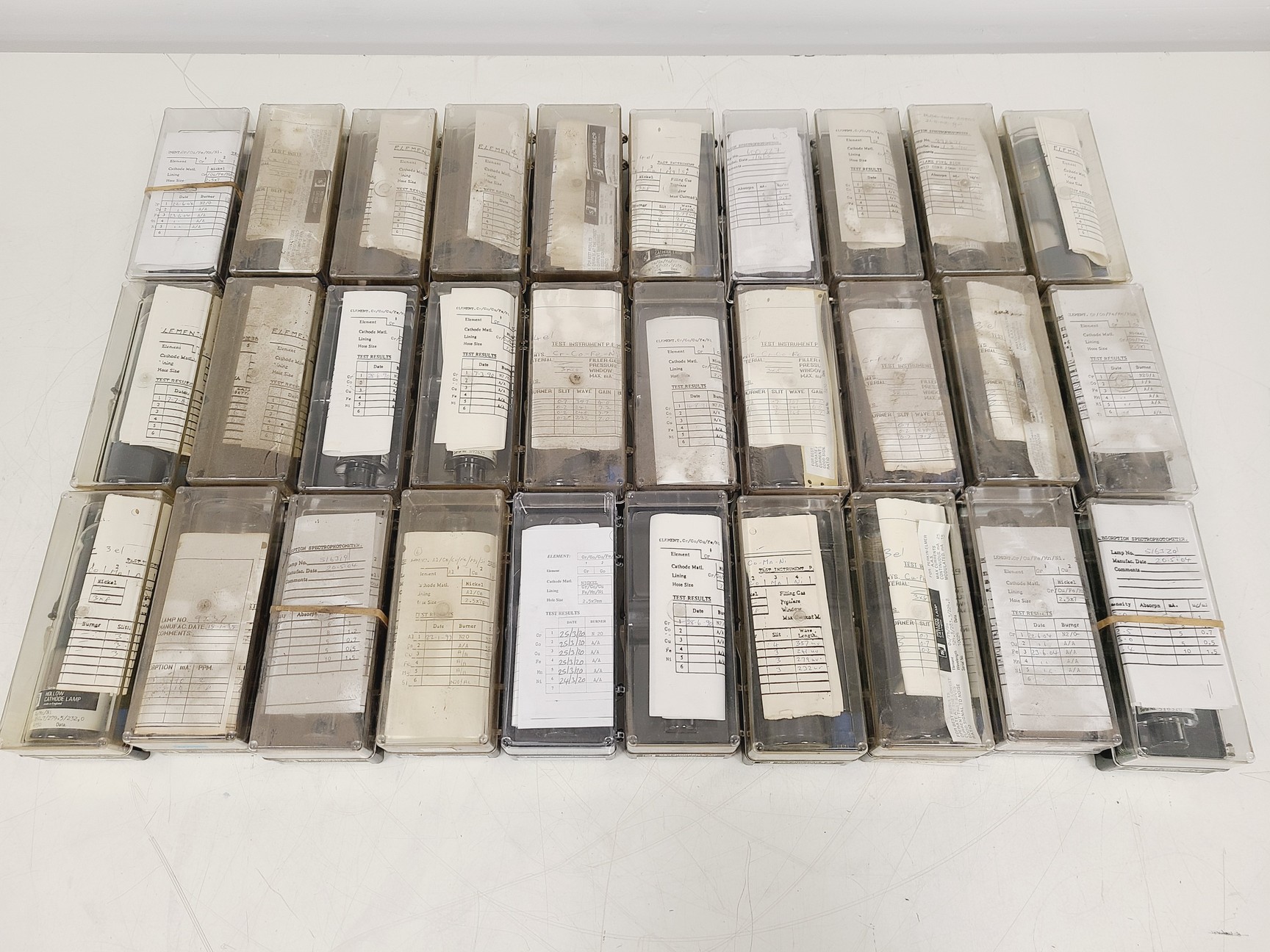 Image of Job Lot of 30 x S&J Juniper & Co Hollow Cathode Lamps - Various Elements