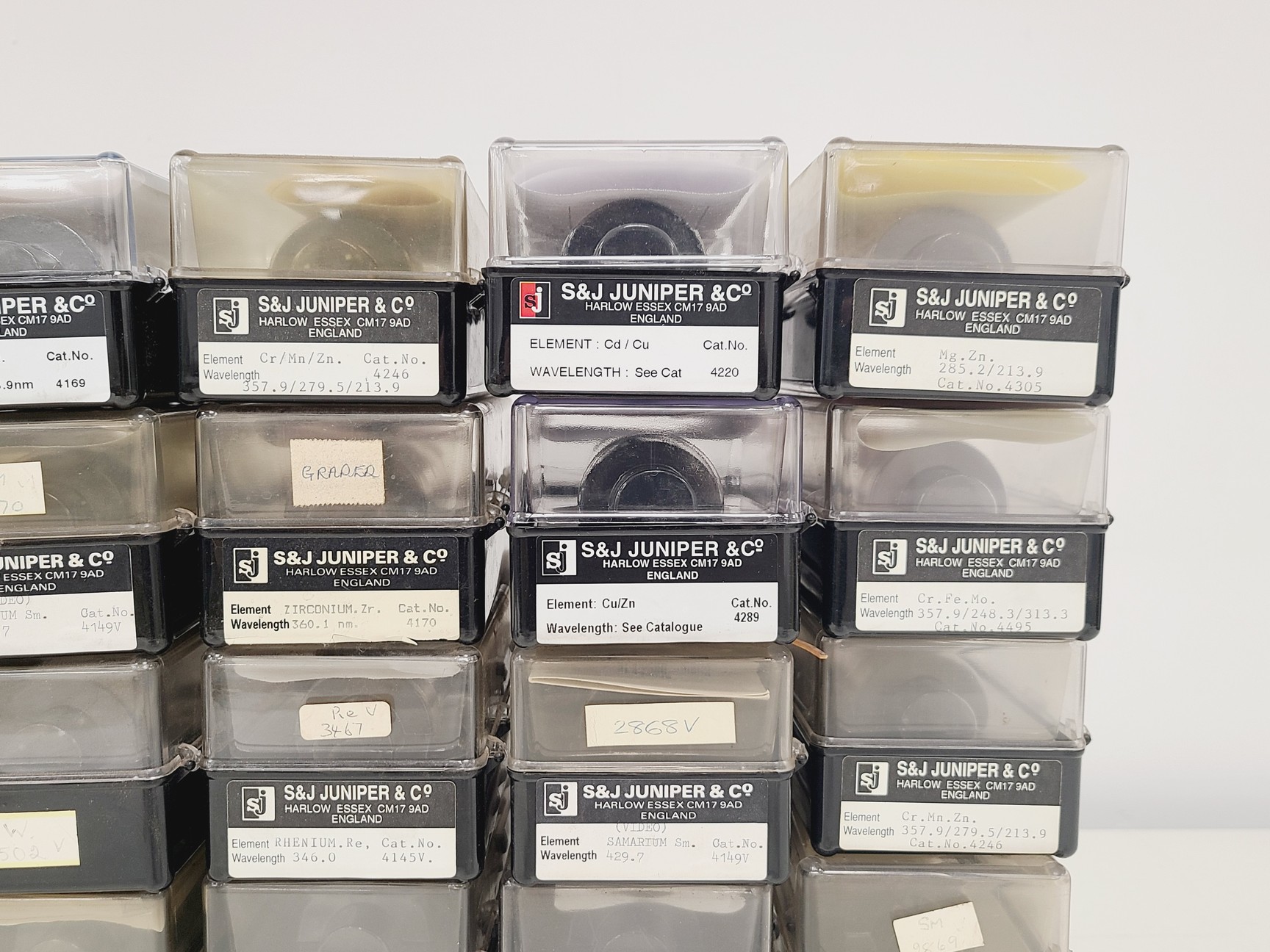 Image of Job Lot of 30 x S&J Juniper & Co Hollow Cathode Lamps - Various Elements