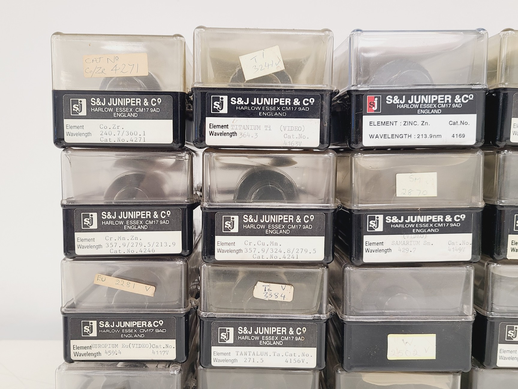 Image of Job Lot of 30 x S&J Juniper & Co Hollow Cathode Lamps - Various Elements