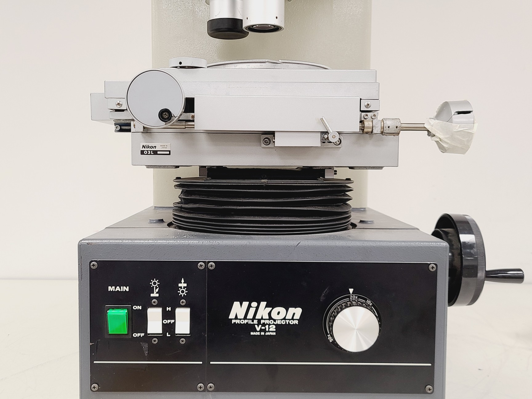 Image of Nikon Profile Projector V-12 with Metronic200 Model 202 Digital Read Out (DRO)