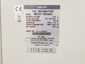 Thumbnail image of Sanyo MCO-20AIC CO2 Incubator Lab