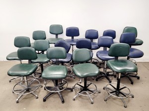 Image of Job Lot of 16 x Blue and Green Laboratory Stools