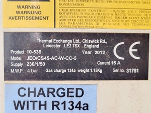 Thumbnail image of Thermal Exchange Recirculating Chiller 10-539 Model JEO/CS45-AC-W-CC-5