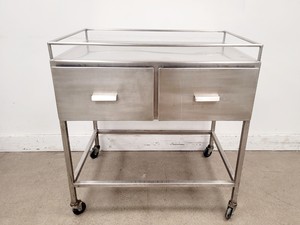 Image of Stainless Steel Mobile Utility Table with 2 Drawers