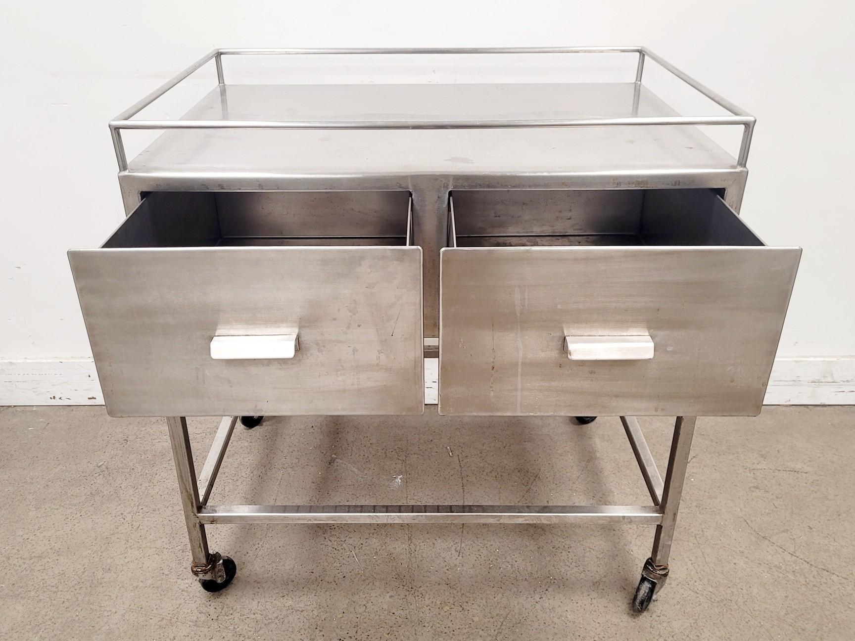 Image of Stainless Steel Mobile Utility Table with 2 Drawers