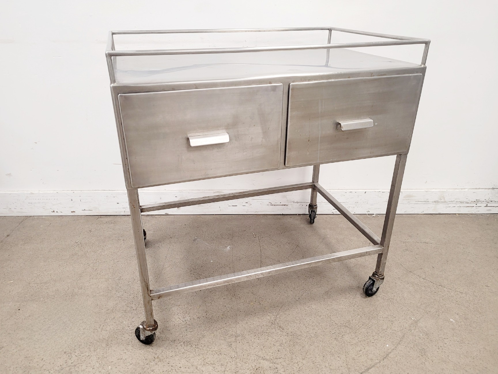 Image of Stainless Steel Mobile Utility Table with 2 Drawers
