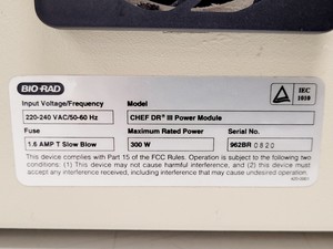 Thumbnail image of BIO-RAD CHEF-DRIII w/ Electrophoresis Cell, Variable Speed Pump & Cooling Module