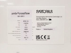 Thumbnail image of Sartorius AMBR Crossflow 061-0A11 Automated TFF System (2022)