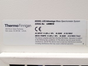 Thumbnail image of Thermo Finnigan LCQ Advantage Mass Spectrometer w/ Pump, Nitrogen Generator Lab