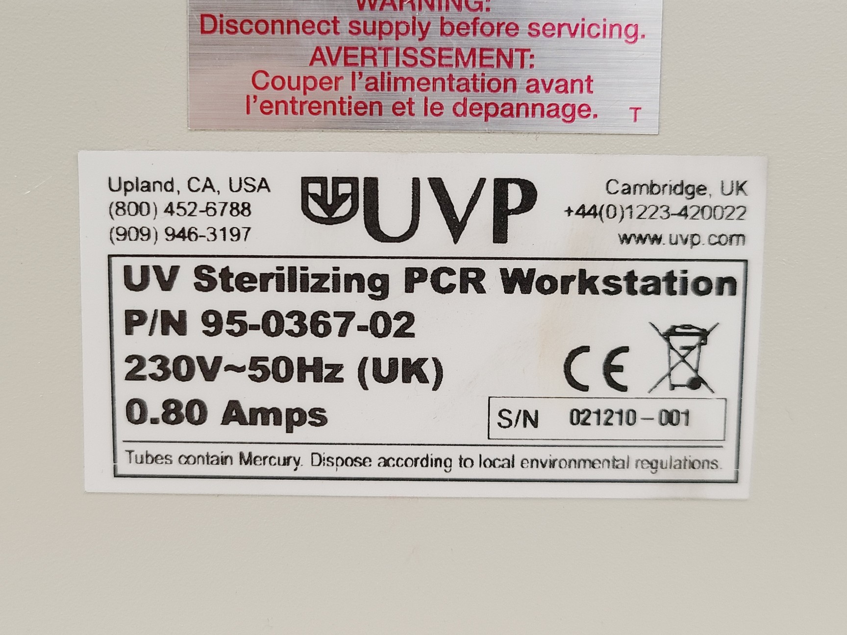 Image of UVP UV Sterilizing PCR Workstation Lab