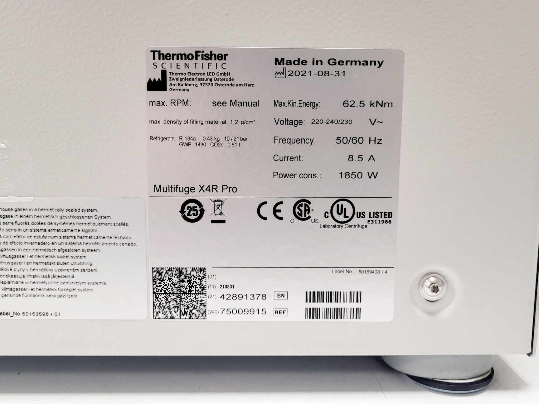Image of Thermo Fisher Scientific Multifuge X4R Pro w/ TX-1000 Rotor 4200RPM