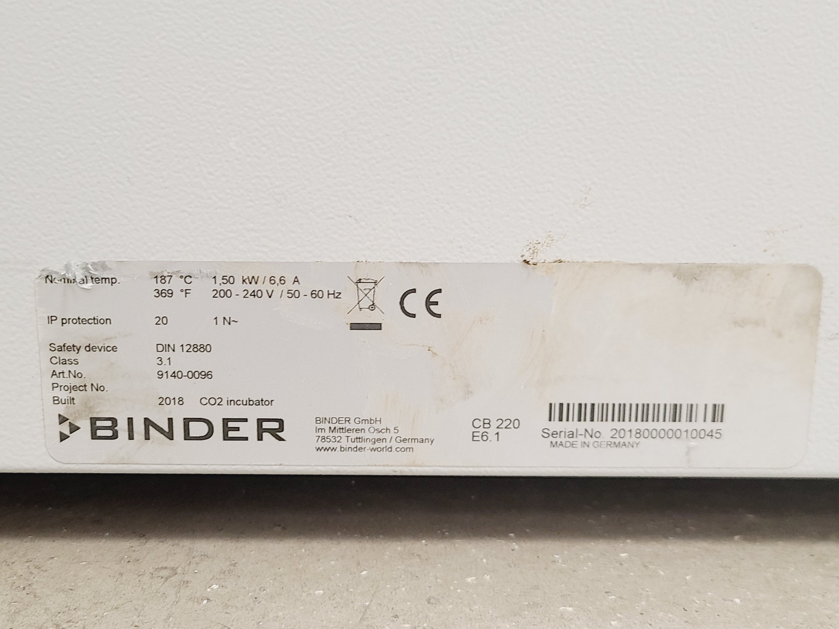 Image of Binder CB 220 CO2 Floorstanding Laboratory Incubator 