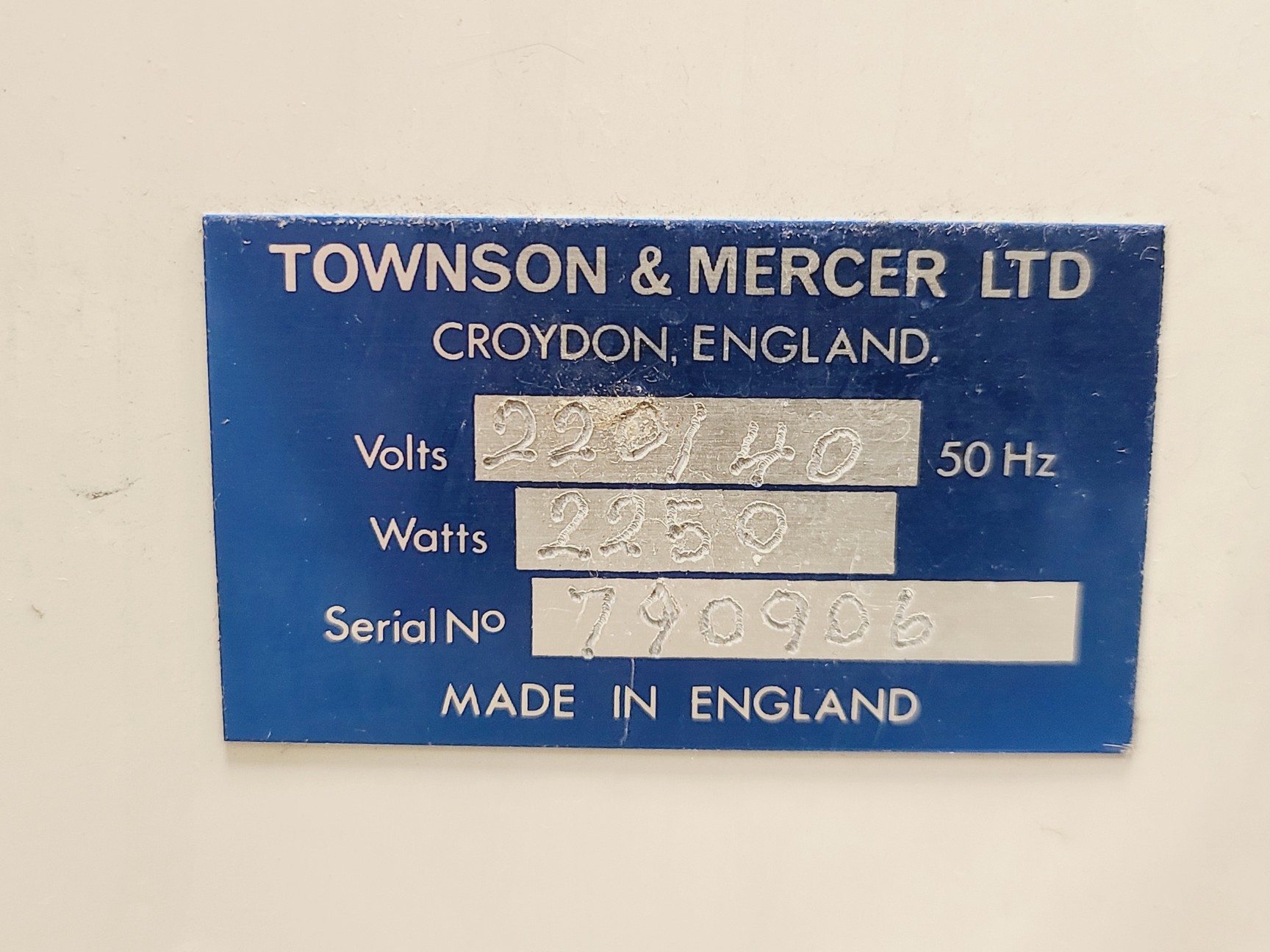Image of Townson & Mercer 8-300 Oven/Furnace lab