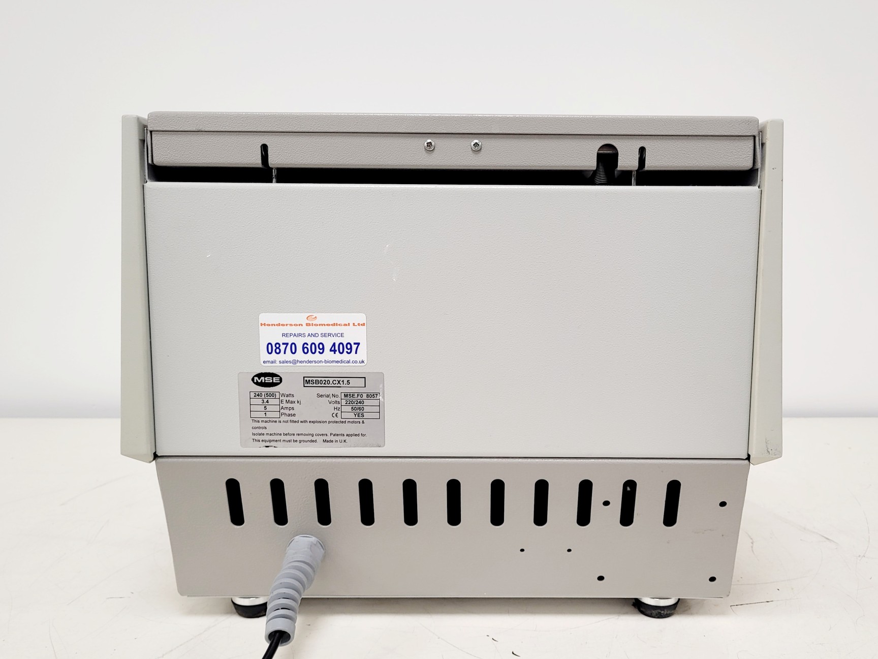 Image of MSE Centaur 2 Centrifuge Model MSB020.CX1.5 w/ Swing-Out Rotor & Buckets 4000RPM