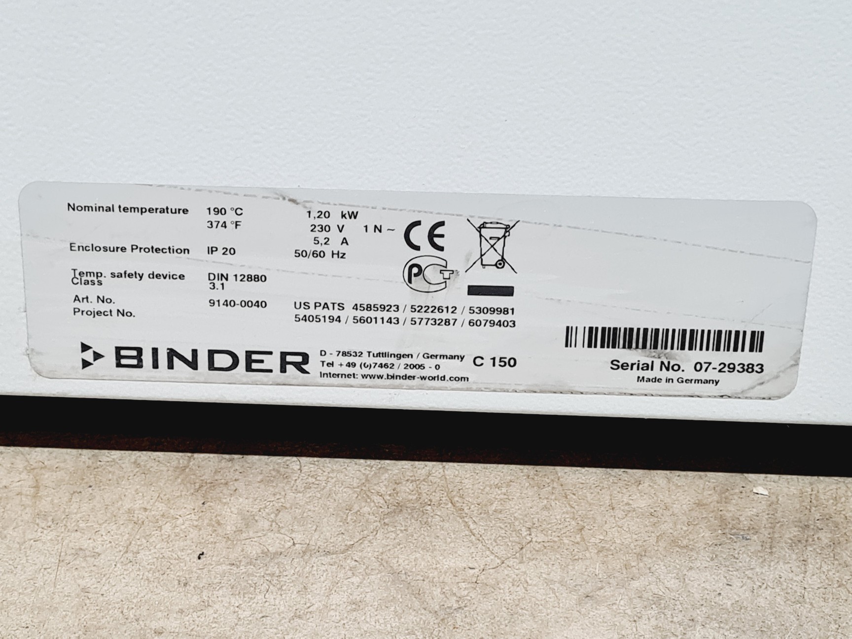 Image of Binder CO2 Incubator Model C150