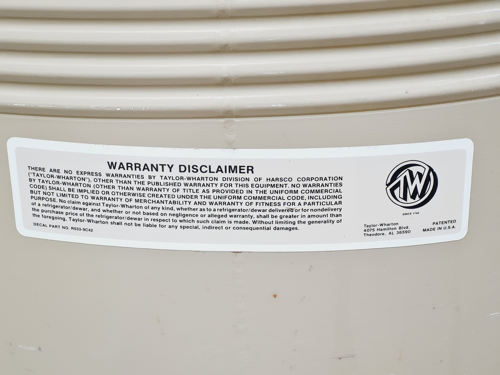 Image of Taylor Wharton Liquid Nitrogen Dewar Model 4800 RS