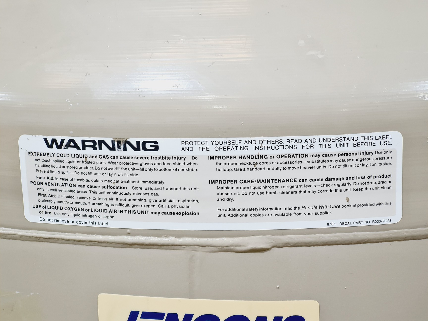 Image of Taylor Wharton Liquid Nitrogen Dewar Model 4800 RS