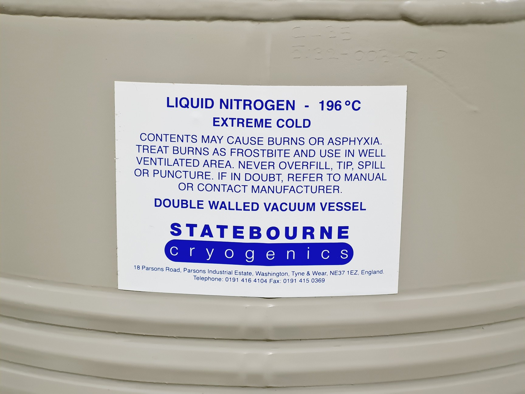 Image of StateBourne CryoLab 35 Liquid Nitrogen Dewar