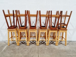 Image of 12 x Mixed Wooden Laboratory Stools 