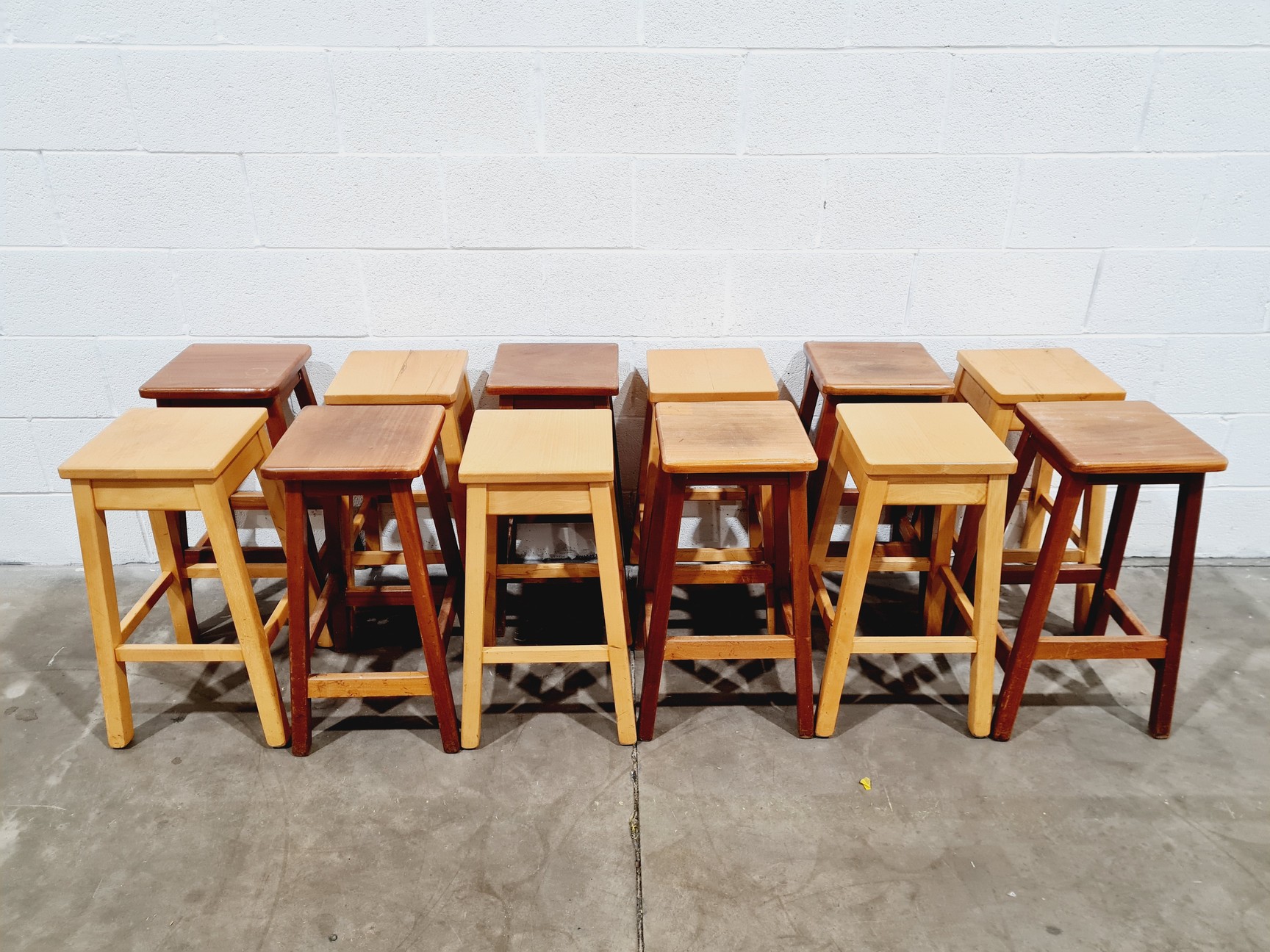 Image of 12 x Mixed Wooden Laboratory Stools 