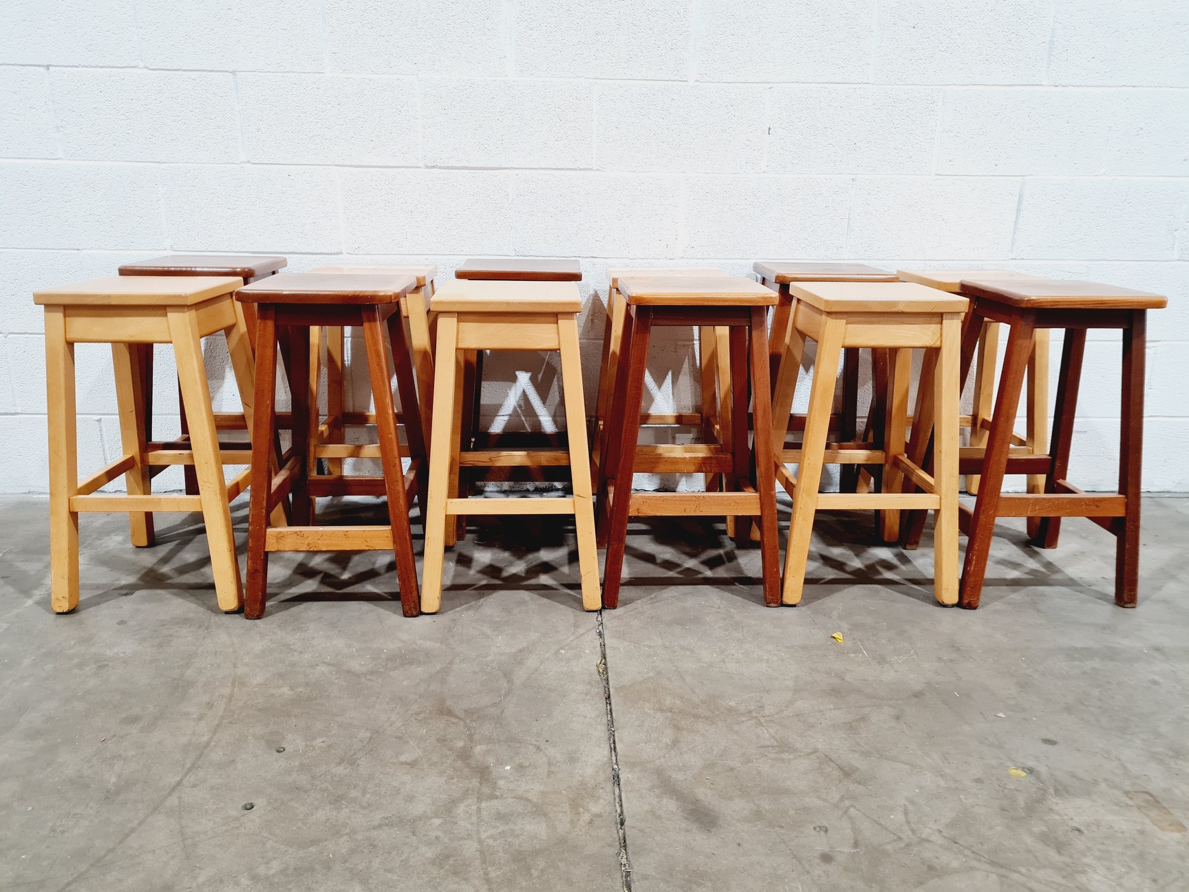Image of 12 x Mixed Wooden Laboratory Stools 