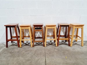 Thumbnail image of 12 x Mixed Wooden Laboratory Stools 