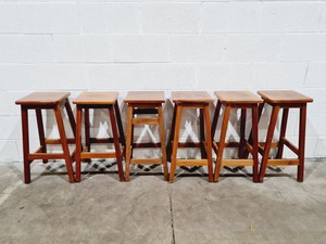 Thumbnail image of 12 x Mixed Wooden Laboratory Stools 