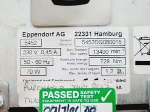 Thumbnail image of Eppendorf 5452 MiniSpin Microcentrifuge 13400RPM Lab