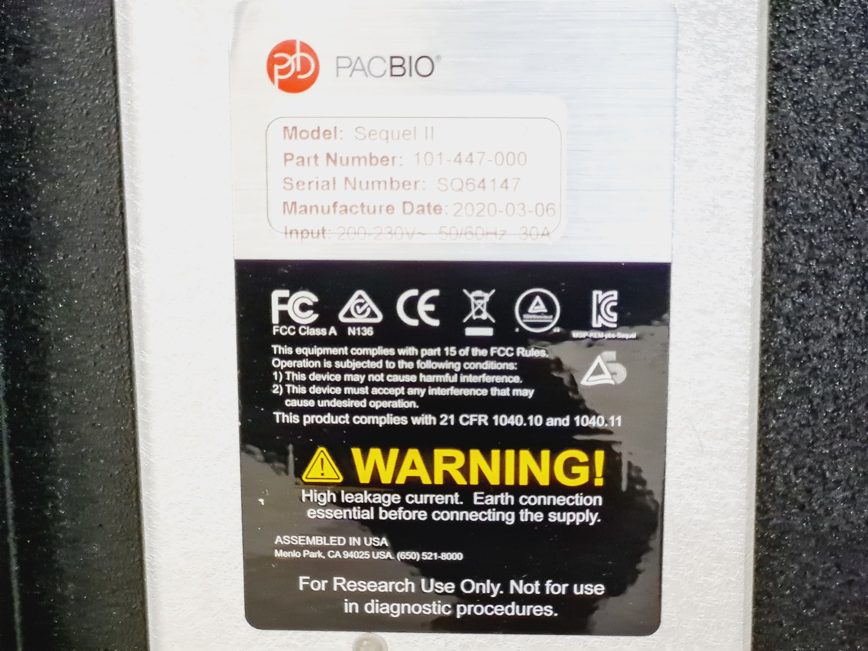 Image of PacBio Sequel II IIe Next Generation Sequencing (NGS) System lab