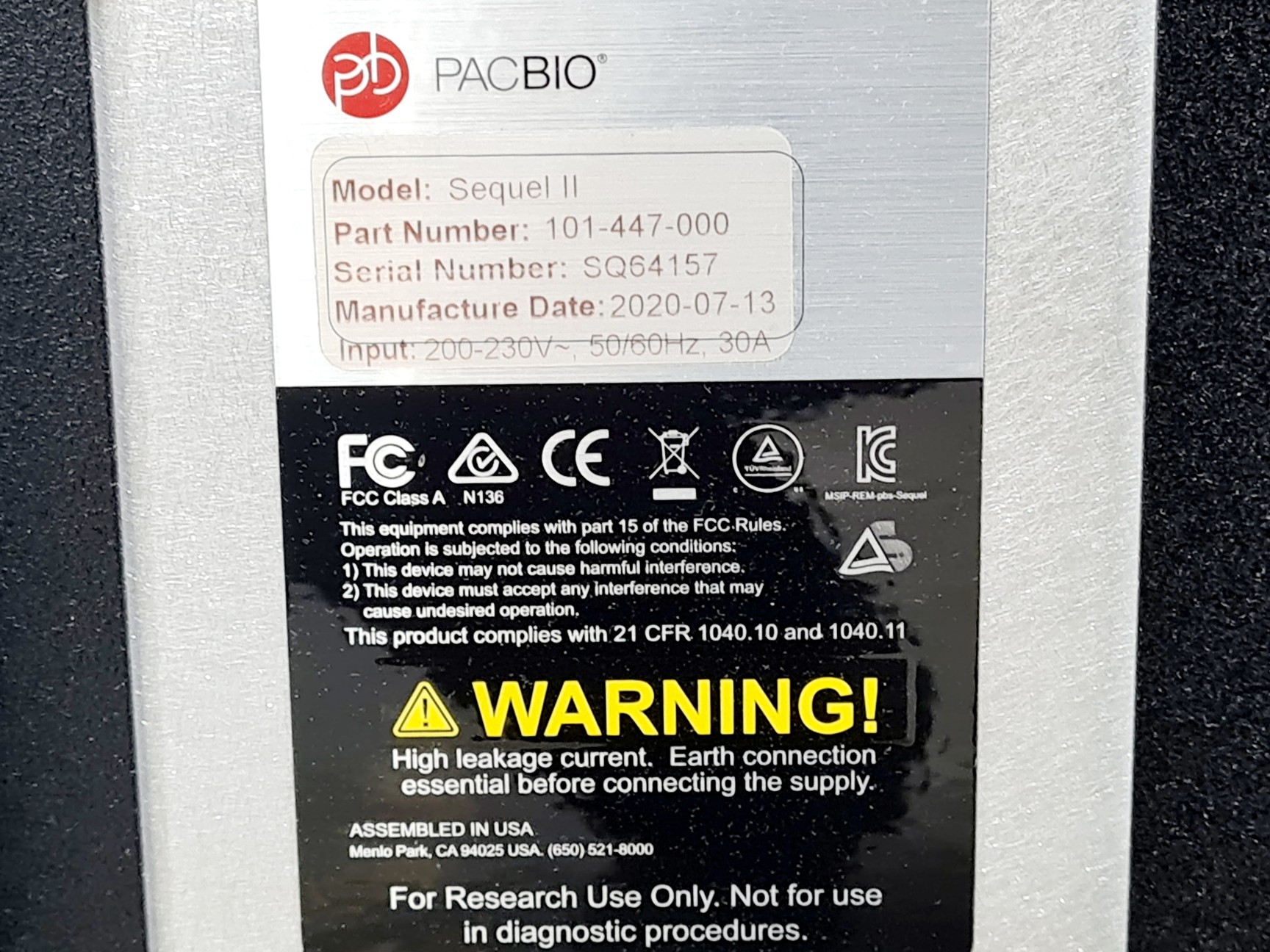 Image of PacBio Sequel II IIe Next Generation Sequencing (NGS) System Lab