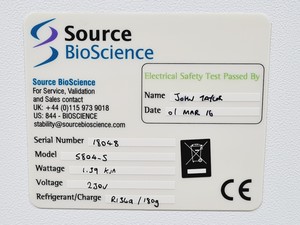 Thumbnail image of Source BioScience Controlled Environment Storage Chamber Model: 5804-5