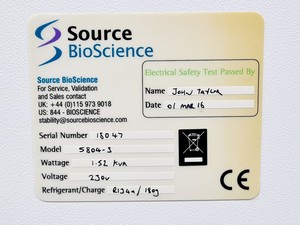 Thumbnail image of Source BioScience Controlled Environment Storage Chamber Model: 5804-5