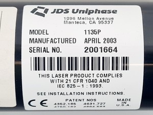 Thumbnail image of JDS Uniphase Helium-Neon Gas Laser Head Model: 1135P with PSU