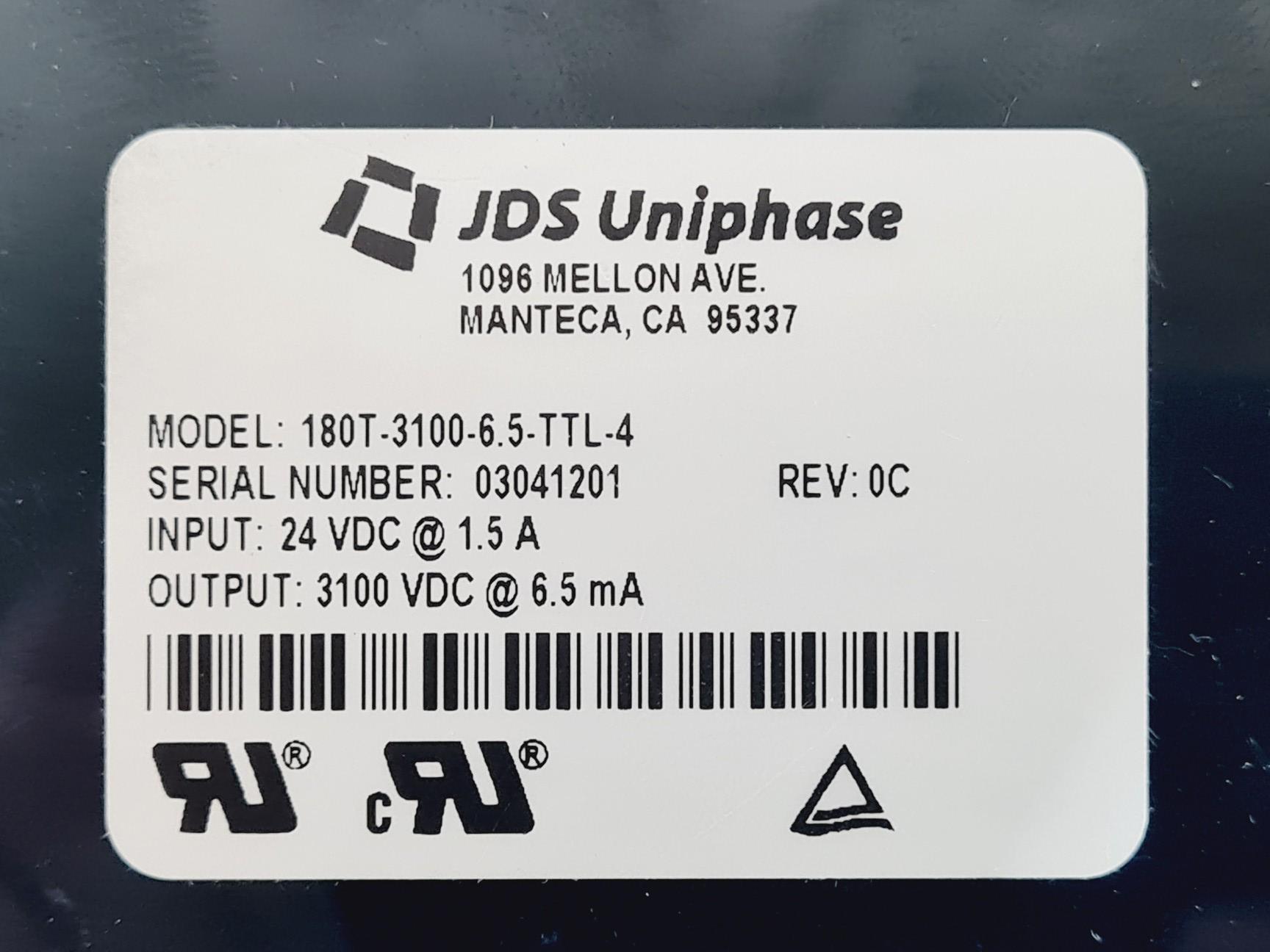 Image of JDS Uniphase Helium-Neon Gas Laser Head Model: 1135P with PSU