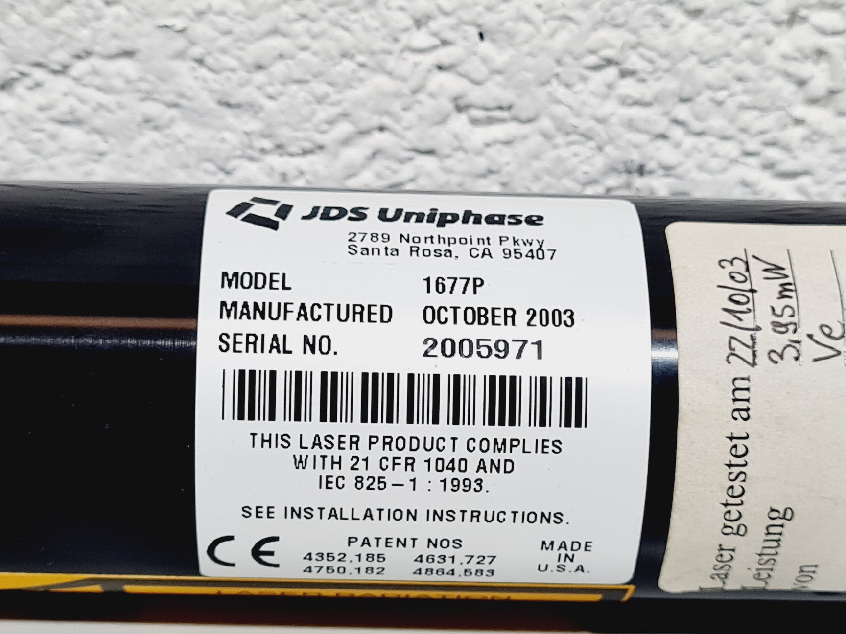Image of JDS Uniphase Helium-Neon Gas Laser Model: 1677P