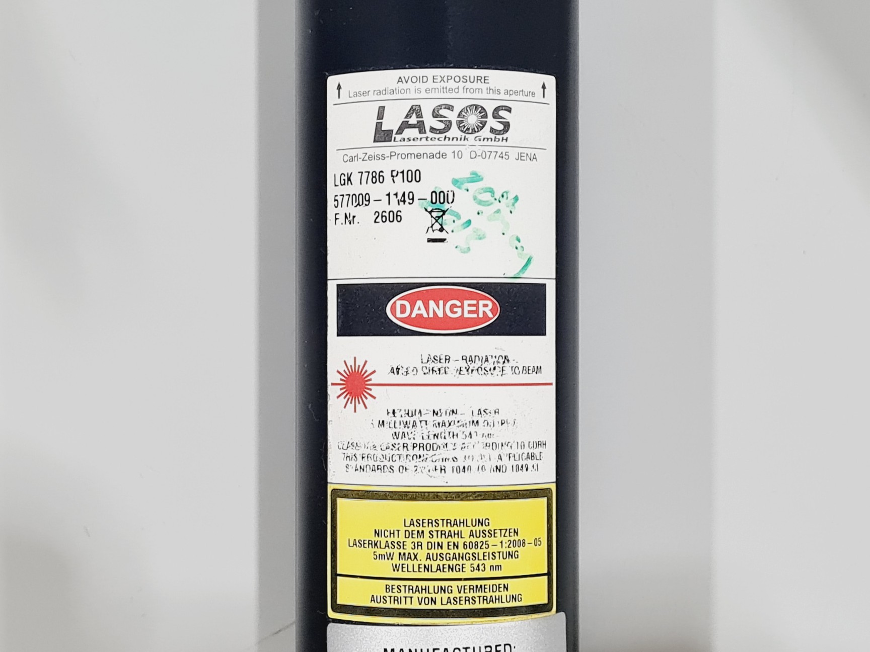 Image of Lasos Lasertechnik Helium-Neon Gas Laser Model: LGK 778 p100 with PSU