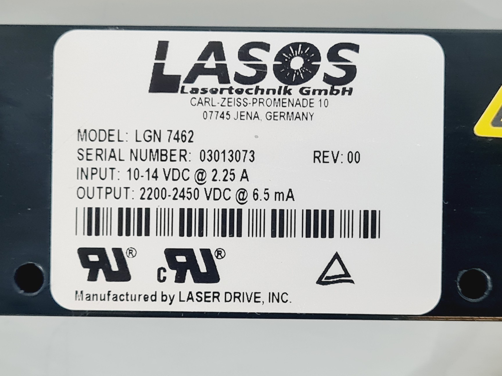 Image of Lasos Lasertechnik Helium-Neon Gas Laser Model: LGK 778 p100 with PSU