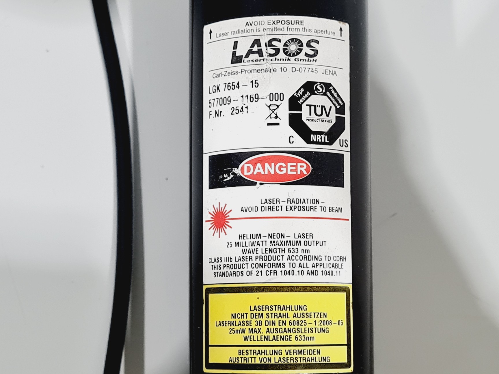 Image of LASOS Helium-Neon Gas Laser Model : LGK 7654-15 with kineFLEX Laser Head