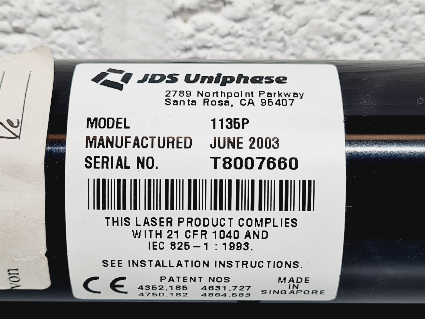 Image of JDS Uniphase Helium-Neon Gas Laser Model: 1135P