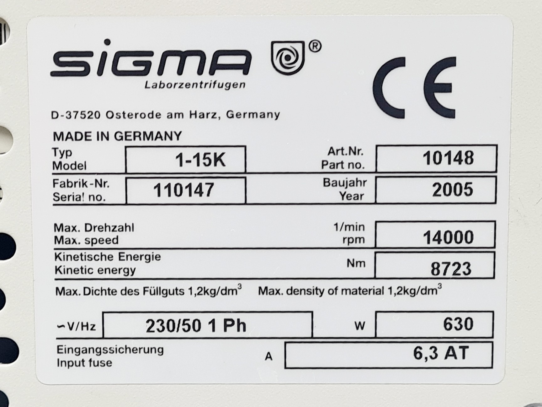 Image of Sigma SciQuip Refrigerated Centrifuge - 1-15K w/ Sigma 12024-H Rotor Lab