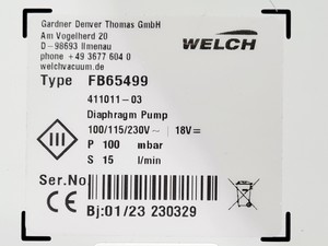 Thumbnail image of Fisher Scientific Welch Diaphragm Pump - FB65499